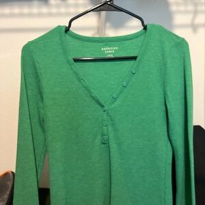 American Eagle Outfitters Green V-Neck Women's Top